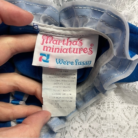 VINTAGE 80s MARTHA'S MINIATURES Ruffle Tiered Velvet and Lace Dress - Picture 12 of 14